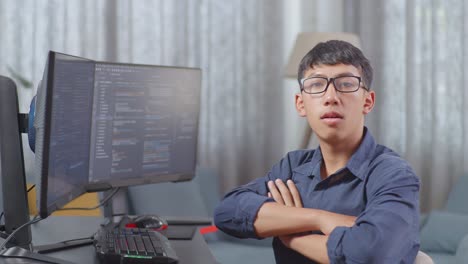 young programmer working at home