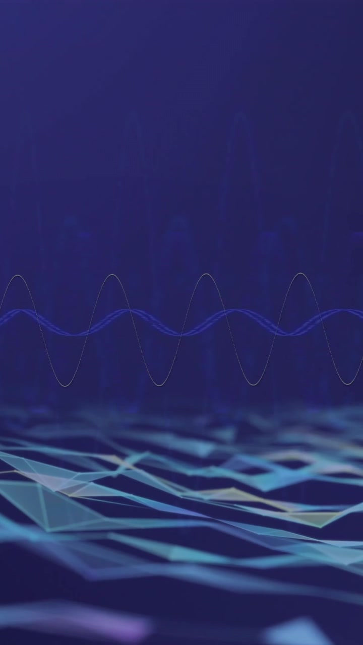 Animation of blue shapes moving on blue background