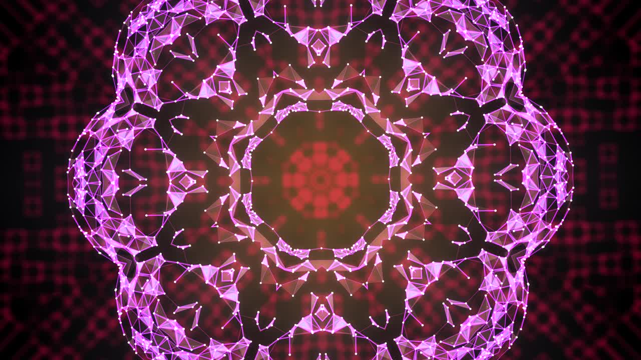 animación de patrones de secuencia de caleidoscopio multicolores que se puede usar como video de fondo para diferentes espectáculos y actuaciones.