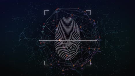 Bio-metric-fingerprint-scanner-against-globe-of-network-of-connections