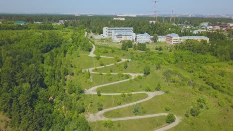 wonderful-hill-with-path-and-newlywed-couple-aerial-view