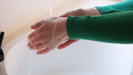 woman, hands and washing in water for hygiene