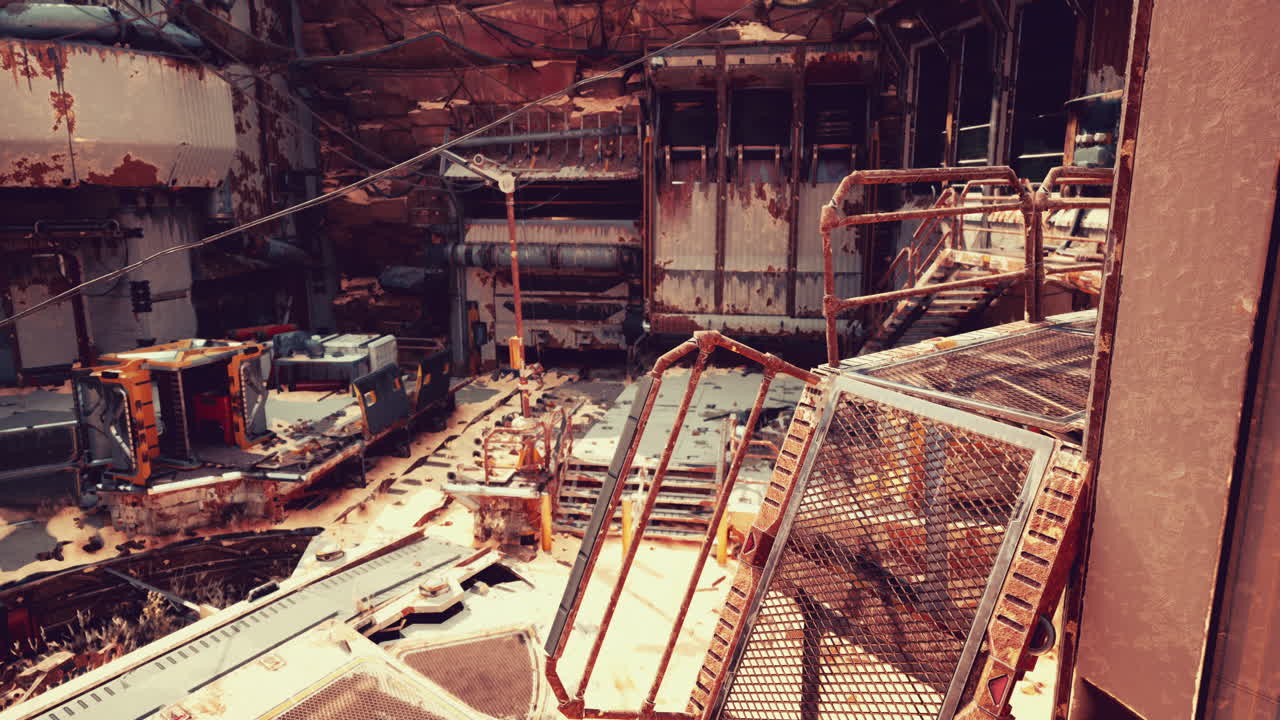 얼룩진 버려진 산업 건물