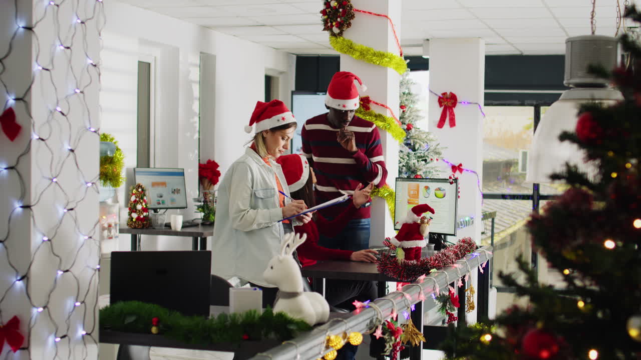 Team Celebrating Christmas in the Office