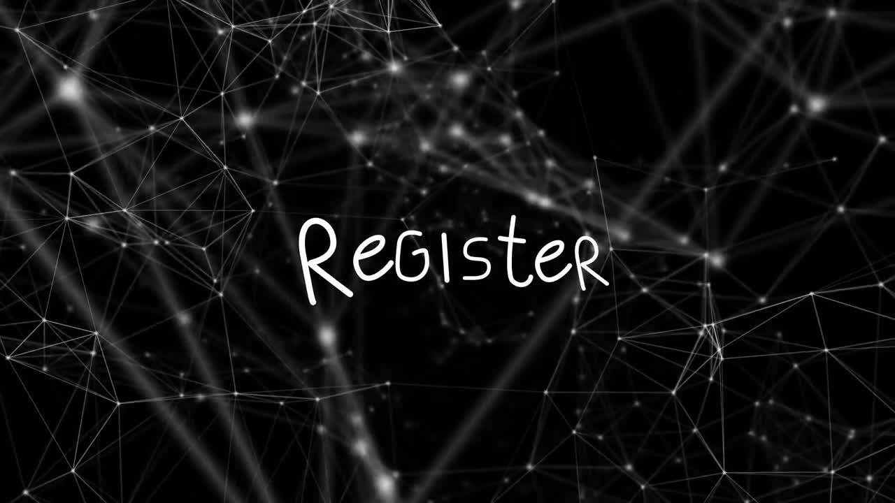 animación del texto del registro a través de una red de conexiones