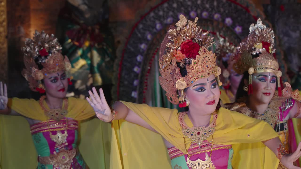 Balinese Traditional Legong Dance Performers Dancing at Ubud Palace, Bali - close-up portrait shot