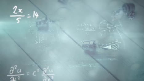 animación de bombillas con fórmulas científicas y procesamiento de datos