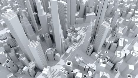 modern city with skyscrapers, office buildings and residential blocks. 3d rendering aerial view