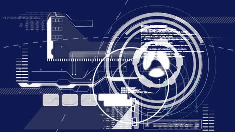 animation of data processing and scopes scanning over blue background