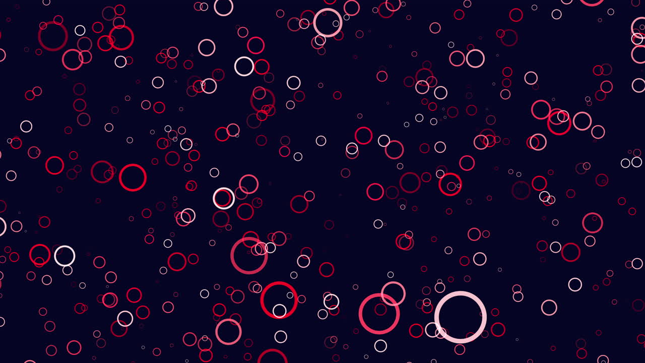 Circular red circles floating on black background, abstract pattern