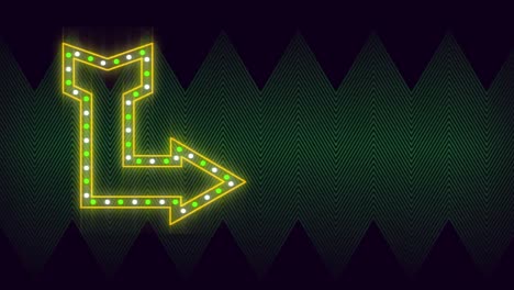 animation of lightbulb and neon yellow and green right angle arrow, on dark background