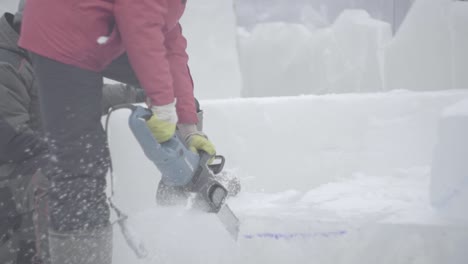 ice carving in progress