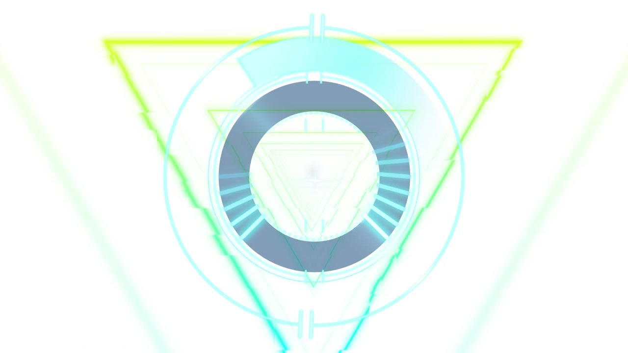 Animation of loading circles and looping triangular tunnel against white background
