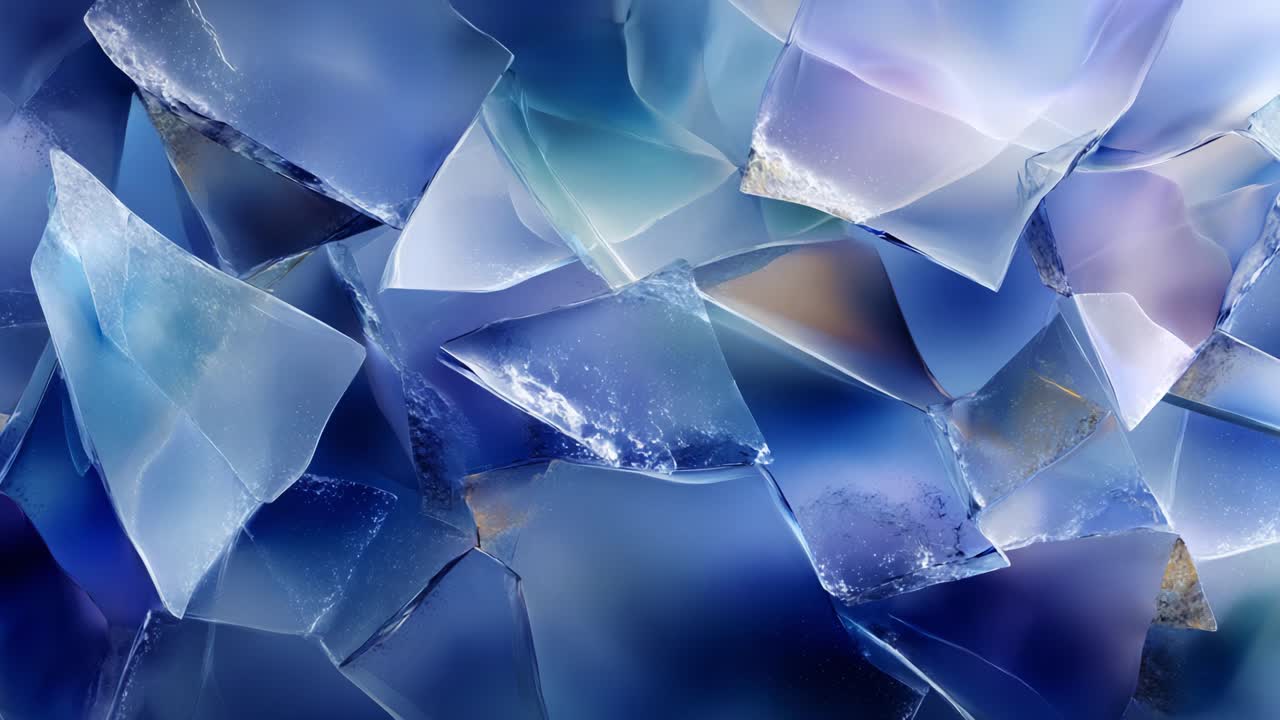 A Stunning Display of Iridescent Blue Glass Fragments Captured in an Artistic Composition, Showcasing the Beauty of Color and Texture within a Mosaic of Shimmering Surfaces