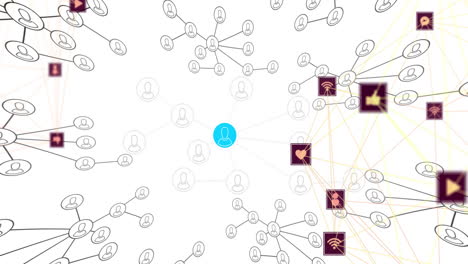 animación de la red de conexiones con los iconos de las personas sobre fondo blanco
