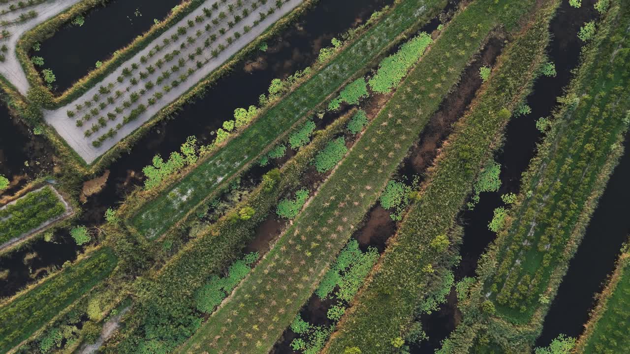 Aerial view of the Neretva delta valley river near Ploce, South Dalmatia, Croatia