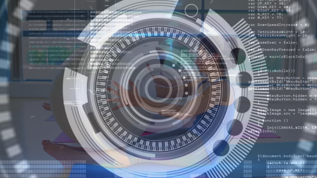 Animation of scope scanning over people exercising