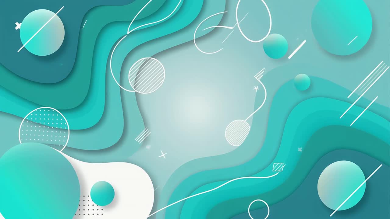 Abstract Wavy Teal Background with Geometric Shapes Animation