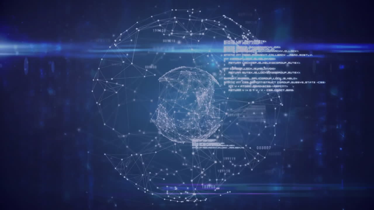 animación del procesamiento de datos y la red de conexiones en todo el mundo