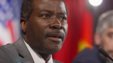 african american politician talking in mic at press conference