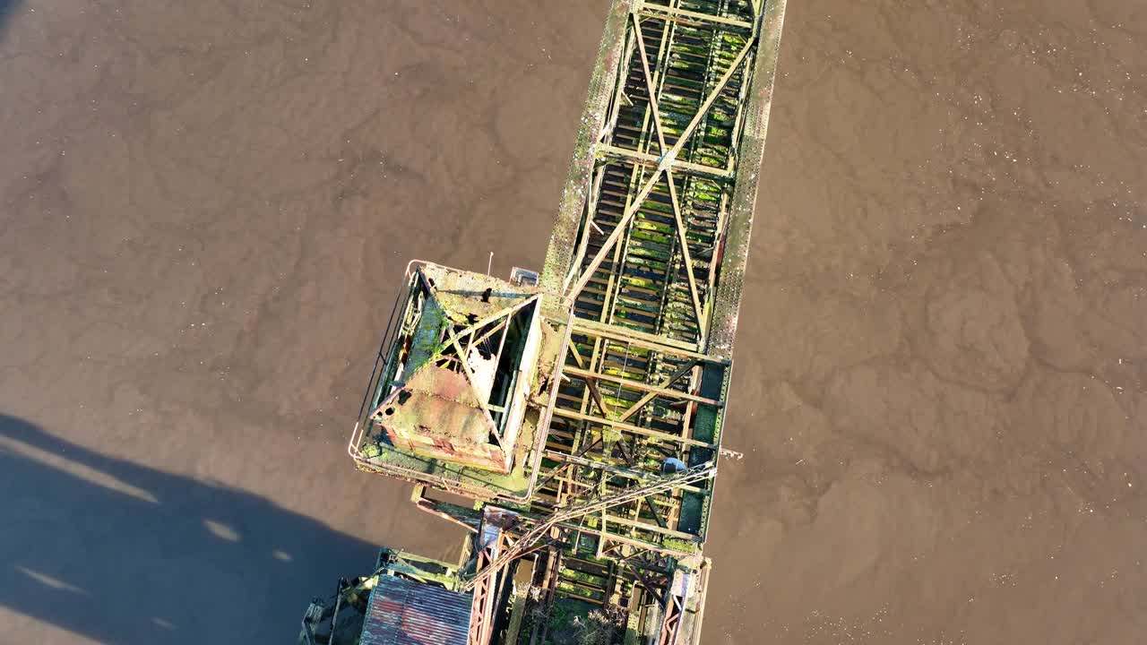 Ireland epic locations decaying beauty drone rising old railway bridge spanning the river Suir Waterford Ireland