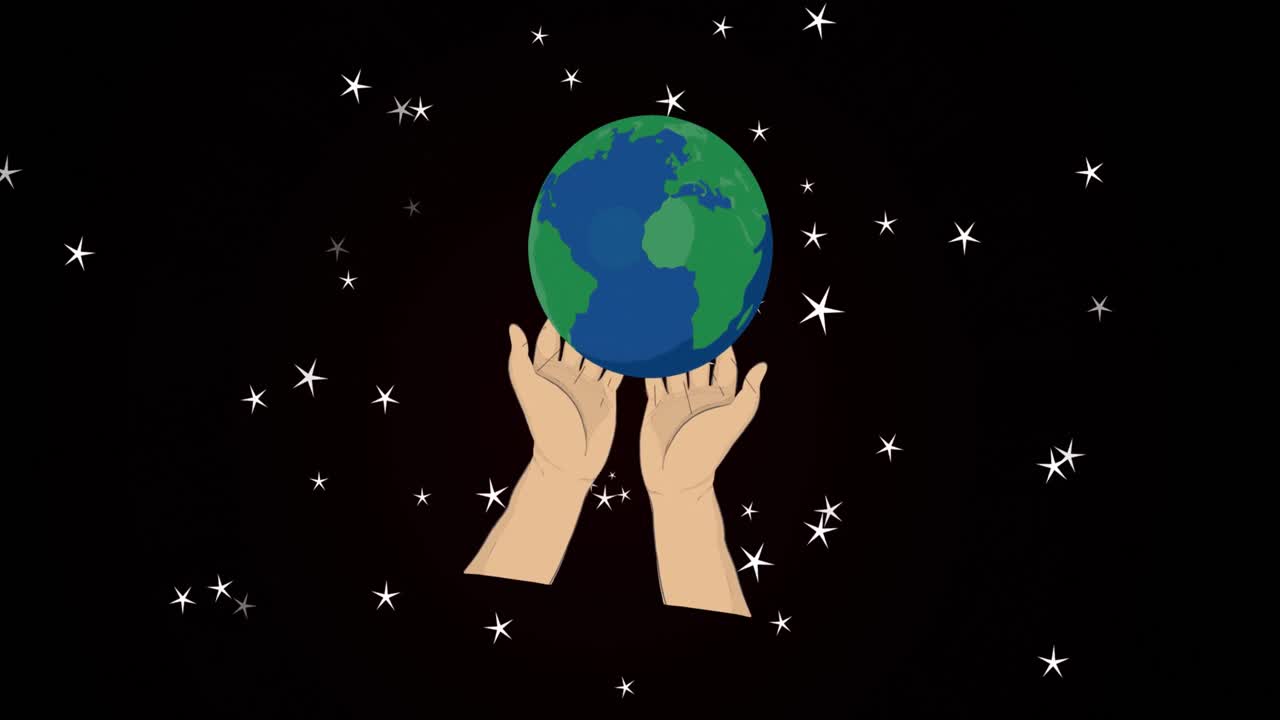 animación del globo terráqueo y las estrellas sobre fondo negro