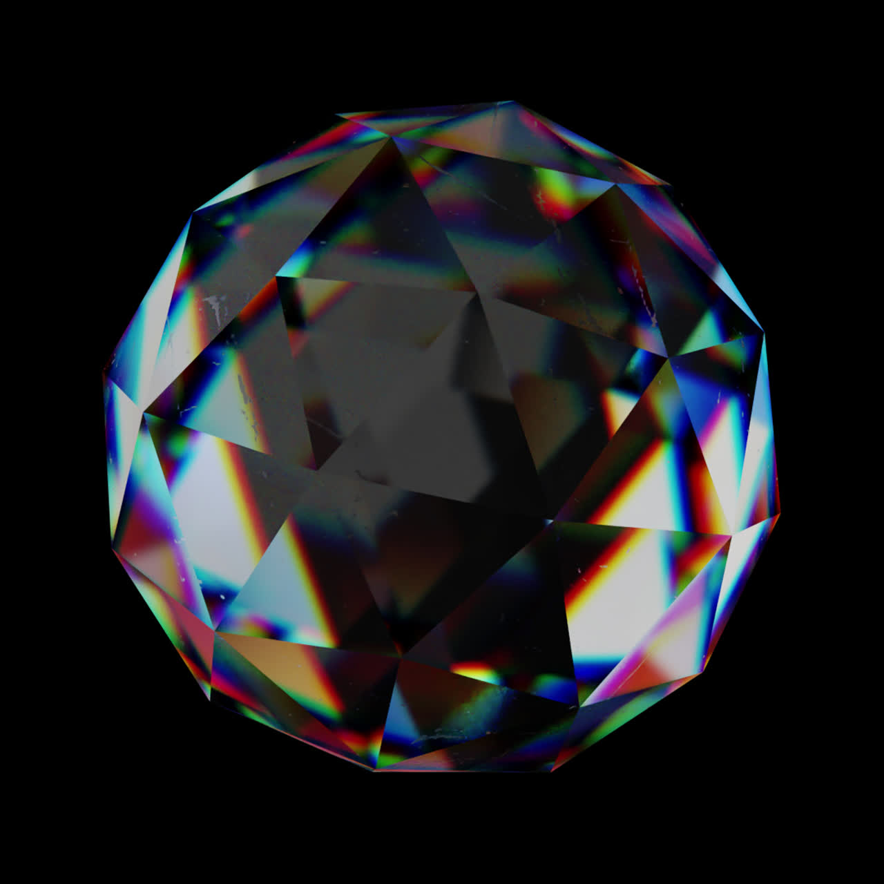 Brilliant Diamond Rotating with Rainbow Light Refractions