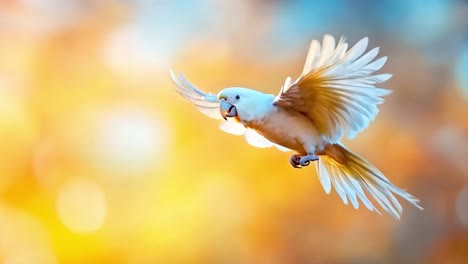 vibrant parrot in flight against a dreamy background