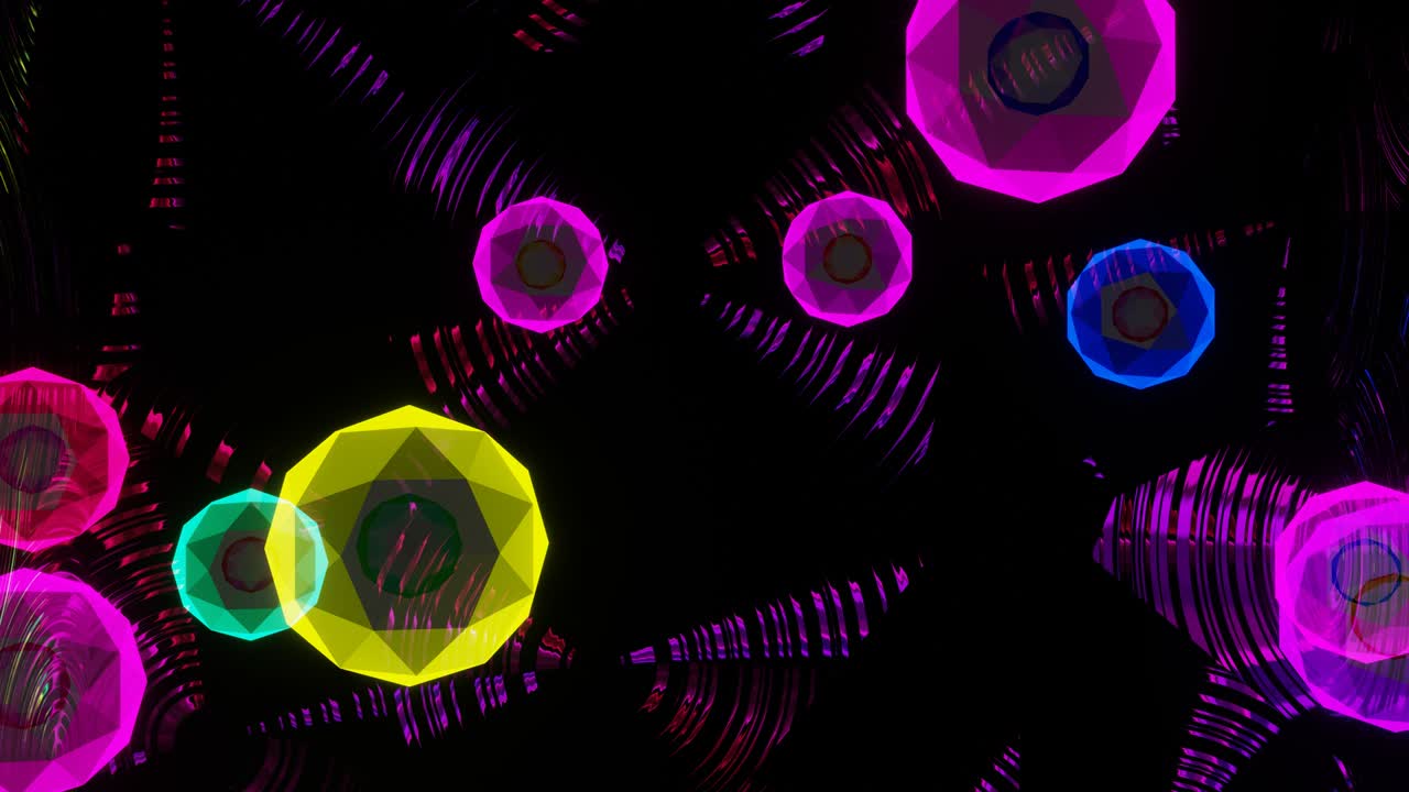 vj pulsazione astratta di palle di vetro multicolori.
