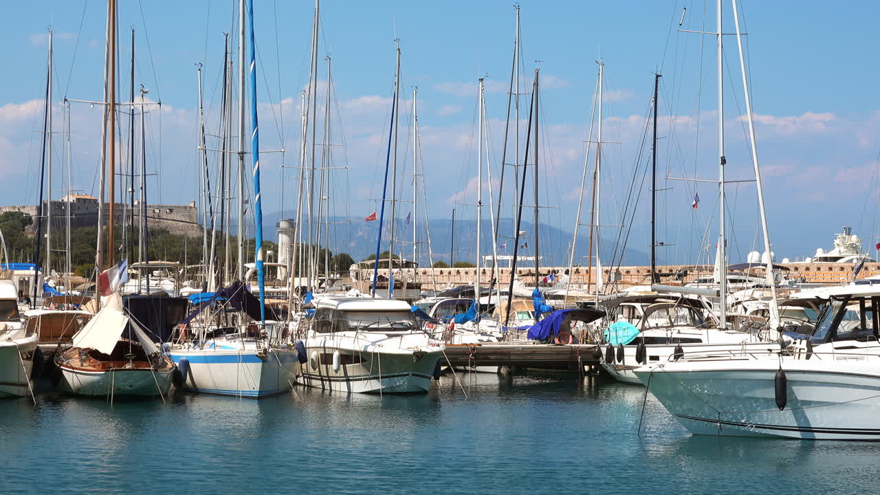 Boats docked in the Port Vauban in Antibes, France