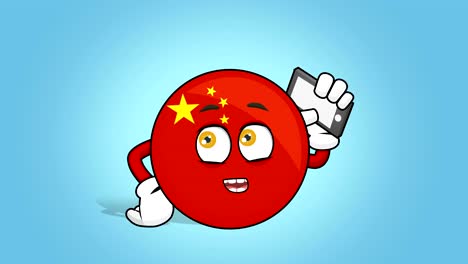 cartoon icon flag china call phone with face animation