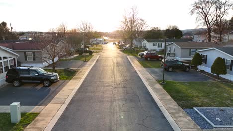 Cars-parked-in-quiet-low-income-neighborhood-in-America