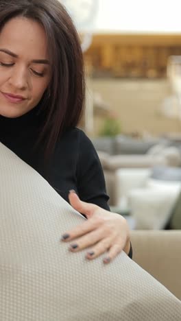 woman relaxing with a pillow