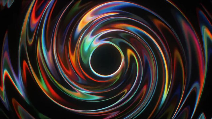 Animação de Vórtice Iridescente Giratório Abstrato