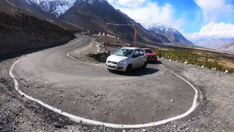 driving car road in nothern india, leh ladakh