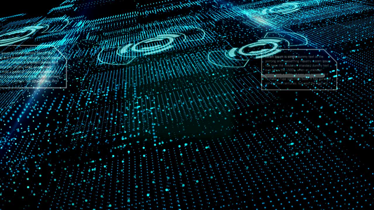 Abstract background with lines from points and light. Motion graphics technology and business concept