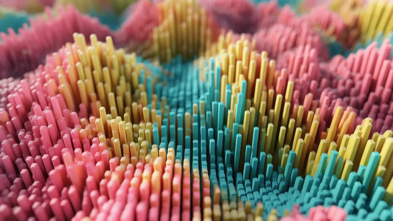 Abstrakt 3D-animation af bevægende farverige lodrette søjler