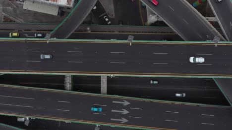 bird eye slide shot above avenues and cars in a evening in mexico city