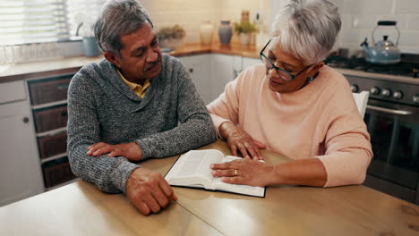 old couple, bible study and people worship