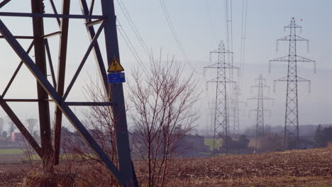 caution sign warning board of high powered electric wiring in france