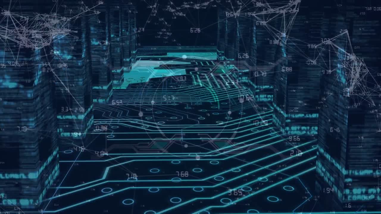 마이크로프로세서 연결에 대한 연결 네트워크를 통해 범위 스캔의 애니메이션.