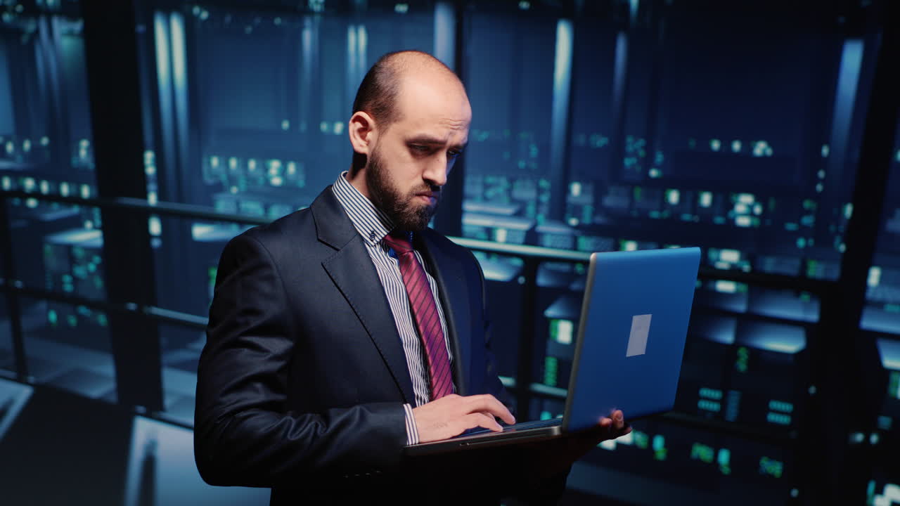 Server technician specialist activating hardware server system