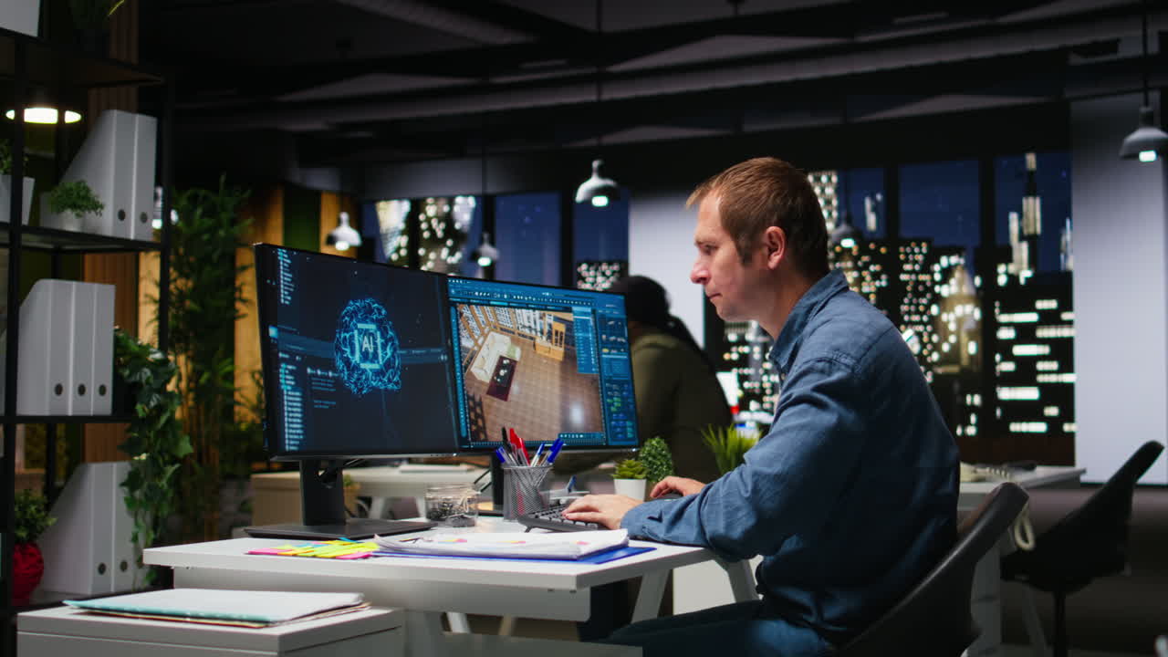 Architect engineer using AI neural networks on home modeling program