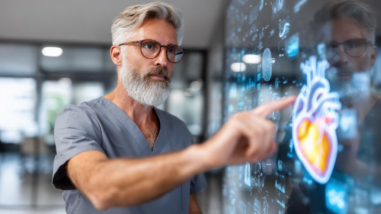 Medical Professional Analyzing Advanced Heart Imaging Technology in a Modern Healthcare Setting for Patient Care and Treatment Innovations