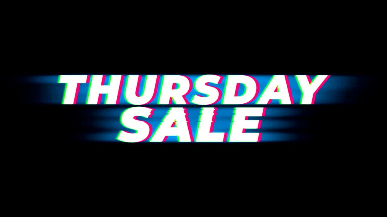 목요일 판매 문자 빈티지 글리치 효과 프로모션