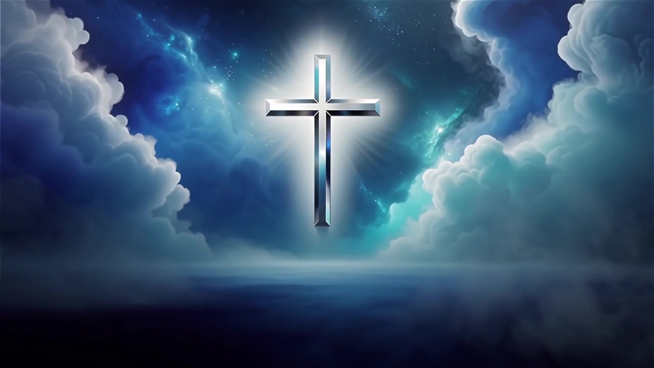 Christian Cross Heavenly Light Worship Background