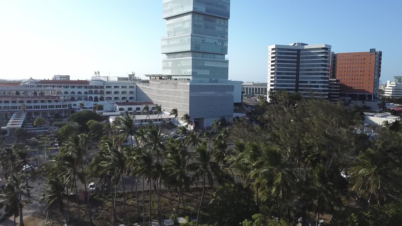 Aerial view over Playa Mocambo at Boca del rio, Veracruz