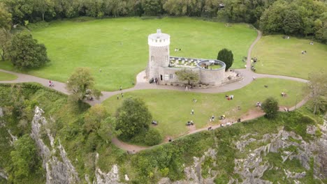 hyperlapse flight of tourist visiting clifton suspension bridge in bristol during daytime