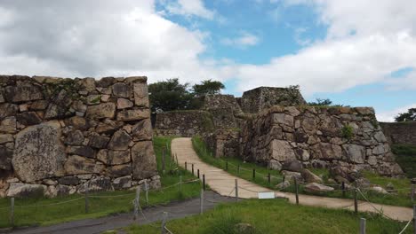 panoramic landscape of takeda castle ruins japanese tourist landmark stone walls