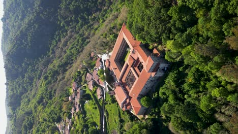 drone shot monastery santo estevo of ribas of sil, ribeira sacra, nogueira of ramuín, ourense, galicia, spain